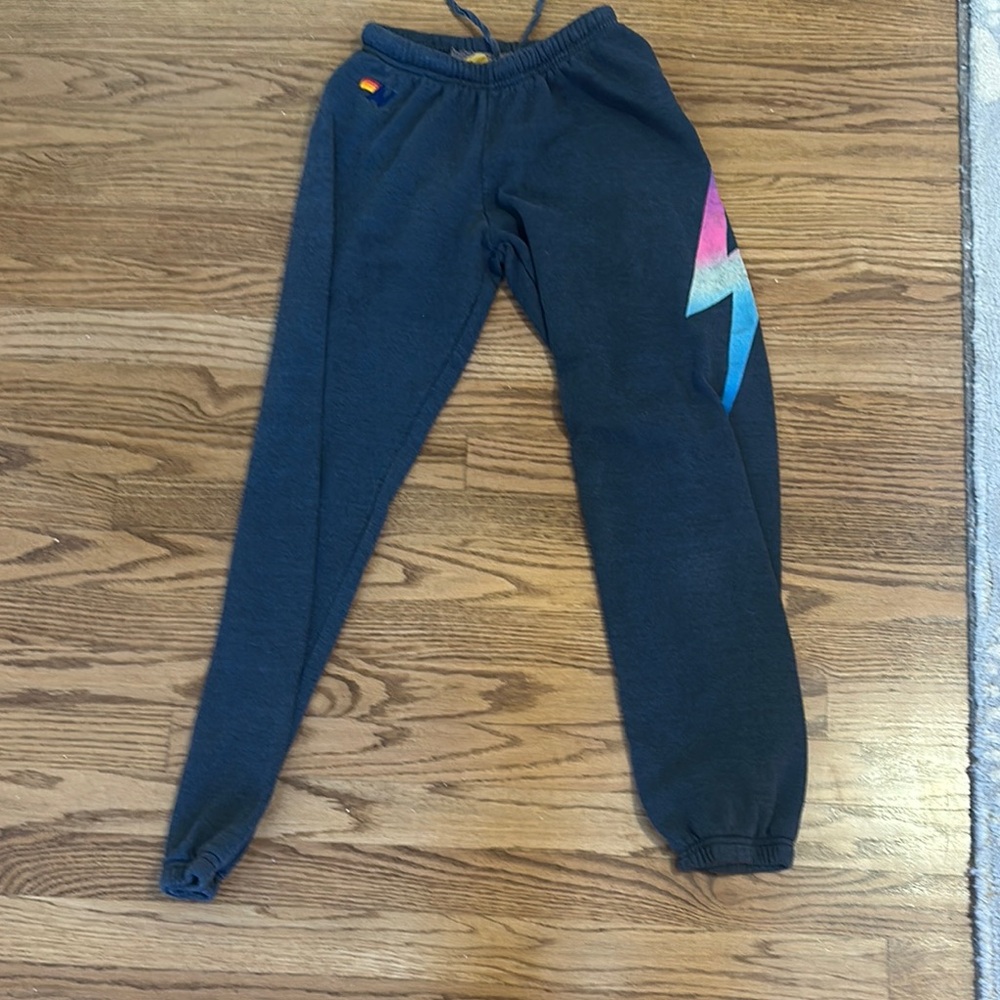 Aviator Nation Charcoal Joggers with Colorful Lightning Bolt